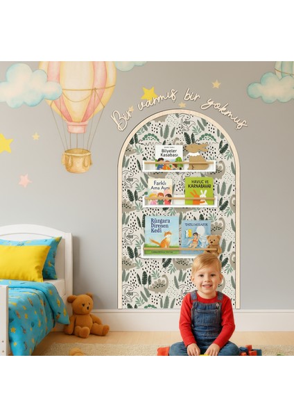Çocuk-Bebek Odası Dekoru, Duvar Stickeri, Bir Varmış Bir Yokmuş Yapışkan Yazı, Çerçeve, Kitap Köşesi, Orman Hayvan Temalı fırsatları