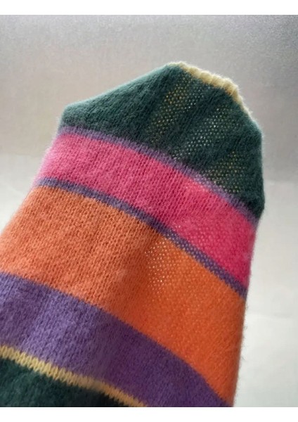 Gökkuşağı Çizgili Kontrast Renk Uzun Kollu Kısa Kazak-Yüksel Bel Kısa Etekli Iki Parça Takı fiyatları