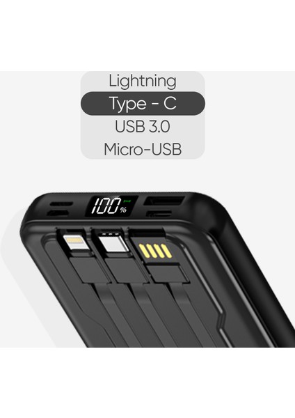 10.000 Mah Kablosuz Hızlı Şarjlı Magsafe Powerbank LED Ekranlı Dahili Kablolu Powerbank Çoklu Giriş modelleri