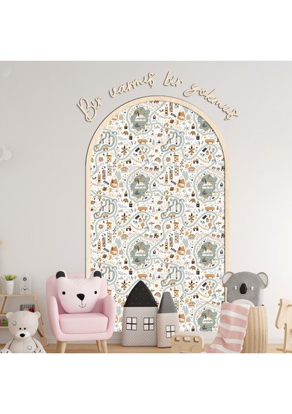 Çocuk-Bebek Odası Dekoru, Duvar Stickeri, Bir Varmış Bir Yokmuş Yapışkan Yazı, Çerçeve, Kitap Köşesi, Harita Doğa Temalı fırsatları