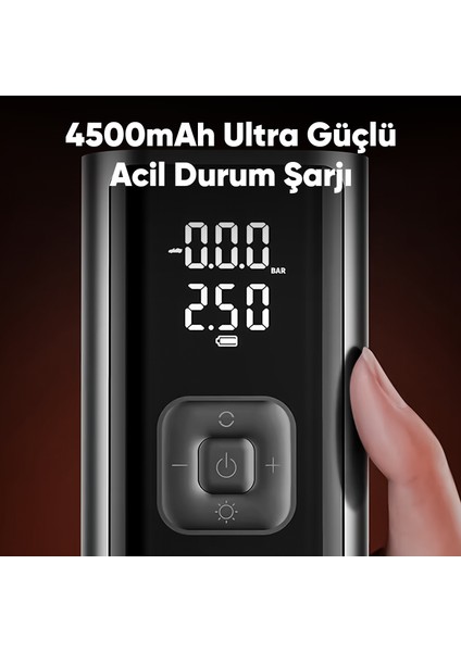 4500 Mah Taşınabilir Şarjlı Araç Lastik Hava Şişirme Pompası LED Ekran El Fenerli Oto Hava Kompresör indirimleri