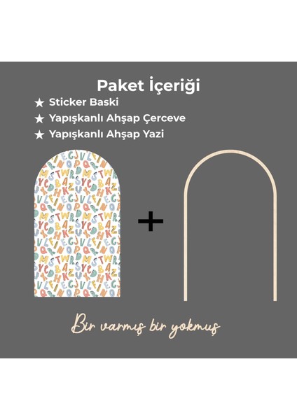 Çocuk-Bebek Odası Dekoru, Duvar Stickeri, Bir Varmış Bir Yokmuş Yapışkan Yazı, Çerçeve, Kitap Köşesi, Renkli Harf Temalı fiyatları