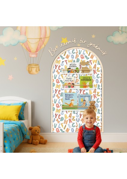 Çocuk-Bebek Odası Dekoru, Duvar Stickeri, Bir Varmış Bir Yokmuş Yapışkan Yazı, Çerçeve, Kitap Köşesi, Renkli Harf Temalı indirimleri