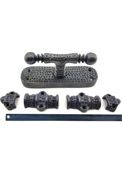 Antika Tarz Dekoratif Pirinç Üstten Ispanyolet - 133X40 Mm, Oksit