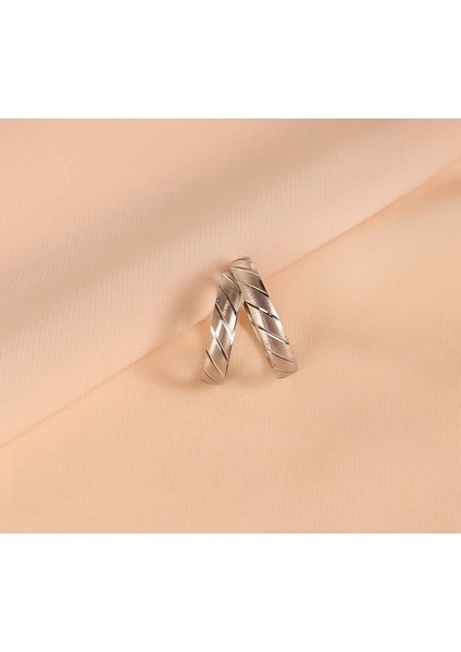 Paralel Desen Şeritli Gümüş Kaplama(Kadın -Erkek)Yüzük