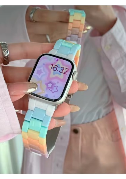 Apple Watch Için Uyumlu Hologram Şeffaf Baklalı Kordon 42 mm 44 mm 45 mm 49 mm Uyumlu indirimleri