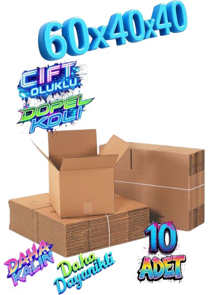 10 Adet 60X40X40 Çift Oluklu Dopel Koli Eşya Taşıma Kolisi fiyatları