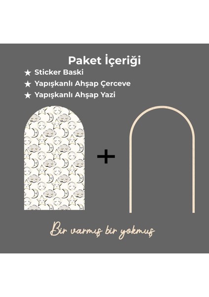 Çocuk-Bebek Odası Dekoru, Duvar Stickeri, Bir Varmış Bir Yokmuş Yapışkan Yazı, Çerçeve, Kitap Köşesi, Ay Yıldız Temalı fiyatları