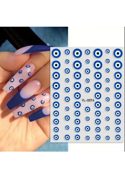 1 Adet Renkli 3D Kötü Göz Tırnak Sanatı Etiketleri Kendinden Yapışkanlı