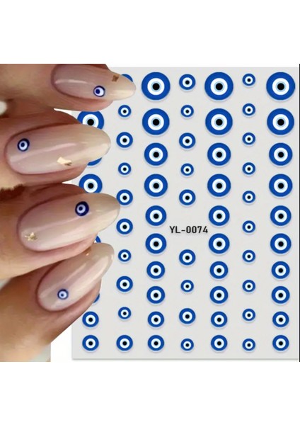 1 Adet Renkli 3D Kötü Göz Tırnak Sanatı Etiketleri Kendinden Yapışkanlı modelleri