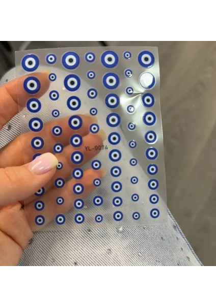 1 Adet Renkli 3D Kötü Göz Tırnak Sanatı Etiketleri Kendinden Yapışkanlı indirimleri