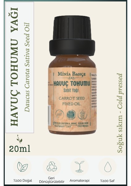 Havuç Tohumu Yağı, 20ML , Soğuk Sıkım, %100 Saf