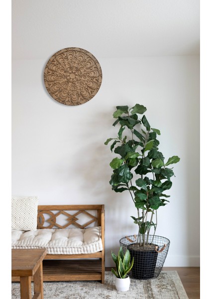 Duvar Süsü Ahşap Mandala "Dairesel Harmoni" Ham Ahşap Çok Katmanlı Bohem Ev Dekoru indirimleri