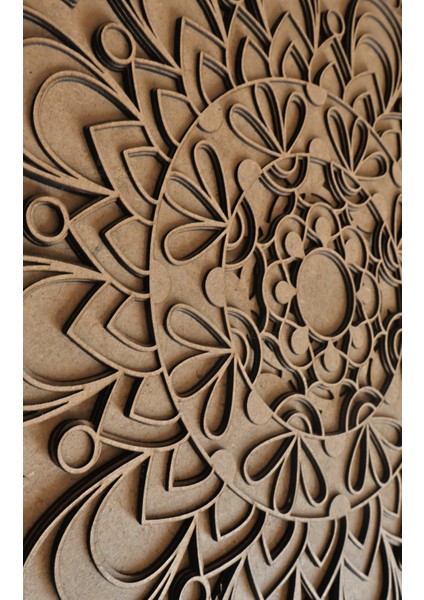 Duvar Süsü Ahşap Mandala "Dairesel Harmoni" Ham Ahşap Çok Katmanlı Bohem Ev Dekoru fırsatları