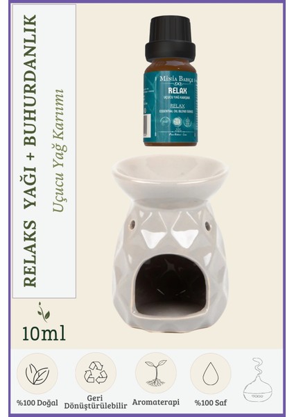 Relaks (Relax) Uçucu Yağ Özel Seri, 10 ml ve Buhurdanlık