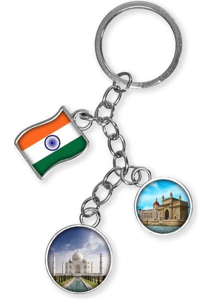 Hindistan Üçlü Epoksi Metal Çift Taraflı Damla Anahtarlık India