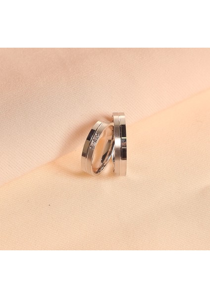 Bir Tarafı Mat Bir Tarafı Parlak Üç Damlalı Gümüş Kaplama (Kadın-Erkek) Yüzük