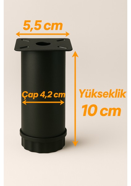 4 Adet Ayarlanabilir 10 cm Siyah Metal Mobilya Ayağı – Dolap Kanepe Baza Koltuk Yükseltici modelleri