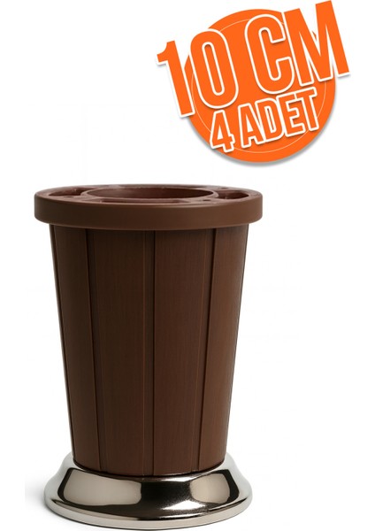 4 Adet 10 cm Plastik Mobilya Ayağı Ceviz Koltuk, Baza, Dolap, Kanepe Ayağı Dayanıklı Ayak Takımı