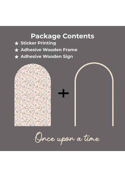 Çocuk-Bebek Odası Dekoru, Duvar Stickeri, Once upon a time Yapışkan Yazı, Çerçeve, Kitap Köşesi, Pembe Çiçek Temalı modelleri