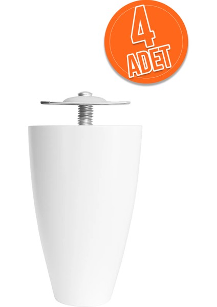 4 Adet 10 cm Beyaz Plastik Koltuk Ayağı – Kanepe Baza Dolap Uyumlu Tablalı Ayak
