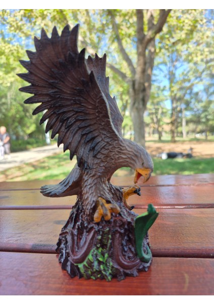 El Yapımı 3D Baskı Kartal Vs Yılan Figürü – El Boyaması, 17 cm Dekoratif Biblo