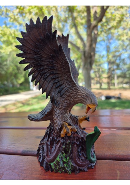 El Yapımı 3D Baskı Kartal Vs Yılan Figürü – El Boyaması, 17 cm Dekoratif Biblo