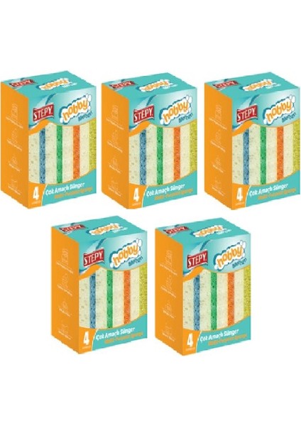 Çok Amaçlı Mercan Sünger Düz 4 Lü x 5 Paket