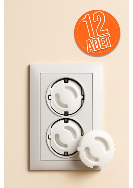 Çocuk Emniyeti Için Priz Kapatıcı – 12’li Paket | Kalın Tip Plastik, Bebek Koruyucu Priz Koruyucu