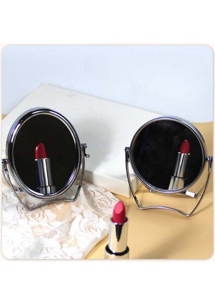 Çift Yönlü (Zoom ve Normal Yön) Katlanır Ayaklı Yuvarlak Küçük Metal Ayna, El Tıraş Makyaj vb. Aynası (1 ADET) modelleri
