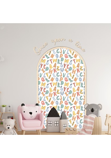 Çocuk-Bebek Odası Dekoru, Duvar Stickeri, Once upon a time Yapışkan Yazı, Çerçeve, Kitap Köşesi, Renkli Harf Temalı fırsatları