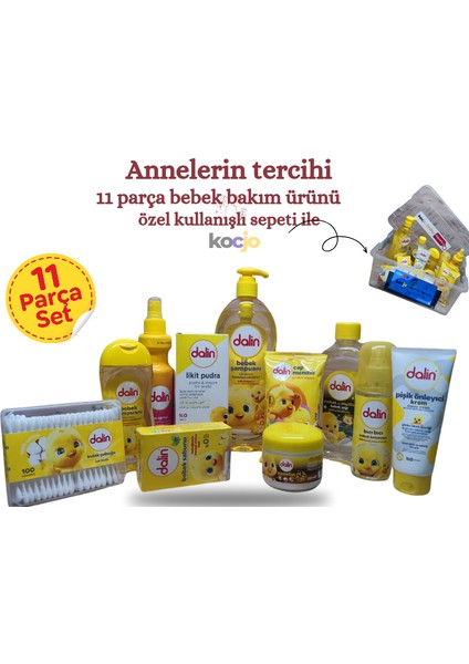 Bebek Banyo Bakım Seti 11 Parça Dermatolojik Testli Ürünler ile Güvenli Bakım