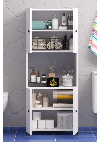 4 Kapaklı 5 Raflı Kitaplık Dosya Kitap Rafı Ofis Salon