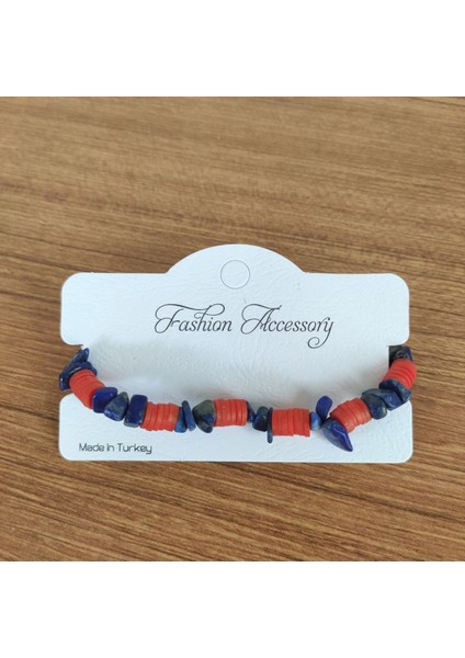 El Yapımı Doğal Taş Bileklik – Lapis Lazuli ve Kırmızı Heishi - 9397