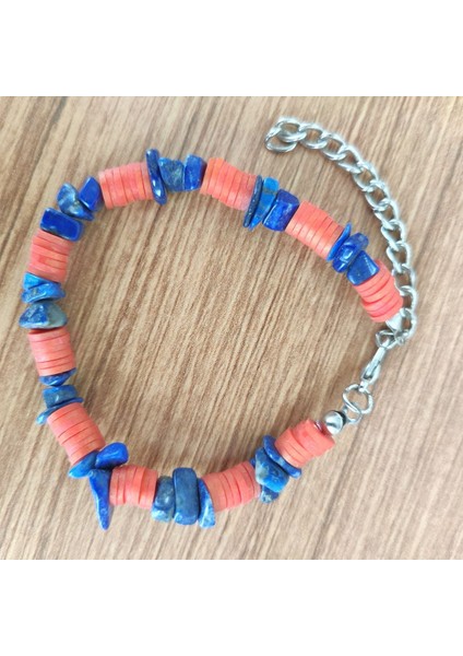 El Yapımı Doğal Taş Bileklik – Lapis Lazuli ve Kırmızı Heishi - 9397 fiyatları