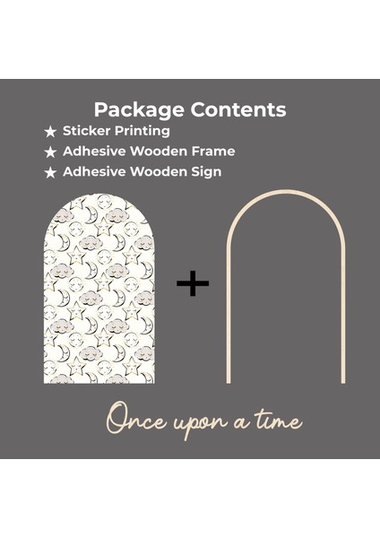 Çocuk-Bebek Odası Dekoru, Duvar Stickeri, Once upon a time Yapışkan Yazı, Çerçeve, Kitap Köşesi, Ay Yıldız Temalı modelleri