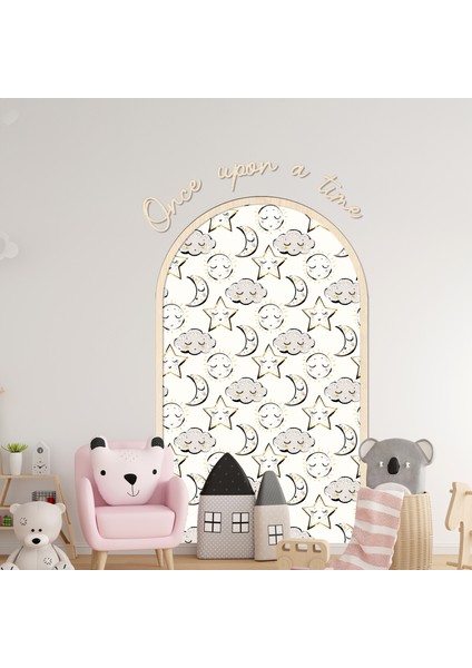 Çocuk-Bebek Odası Dekoru, Duvar Stickeri, Once upon a time Yapışkan Yazı, Çerçeve, Kitap Köşesi, Ay Yıldız Temalı fırsatları