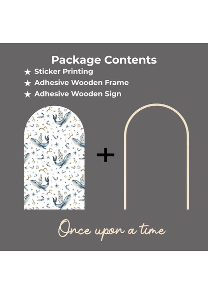 Çocuk-Bebek Odası Dekoru, Duvar Stickeri, Once upon a time Yapışkan Yazı, Çerçeve, Kitap Köşesi, Renkli Balina Temalı fiyatları