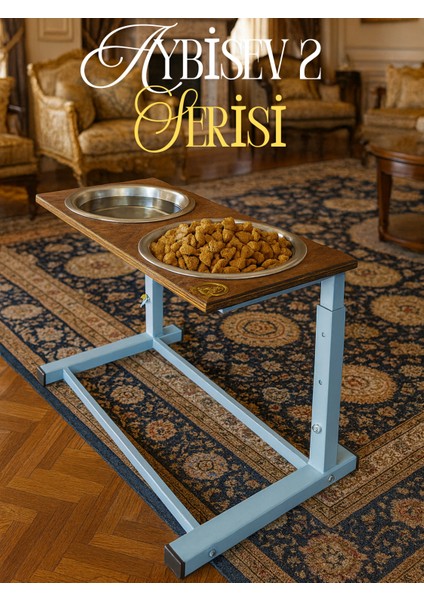 Aybisev 2 Serisi Kedi ve Orta-Büyük Irk Köpekler Için 3 Kademeli Yükseklik Ayarlı Paslanmaz Mama Su Standı