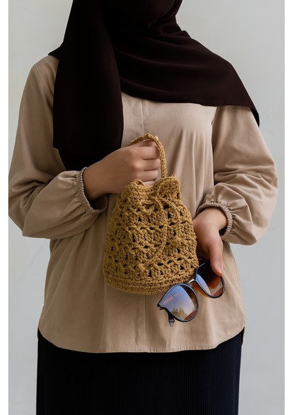 Kadın El Yapımı Sık Dokuma Kağıt Ip Örgü Günlük Omuz Çantası