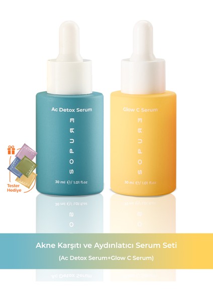 Akne Karşıtı ve Aydınlatıcı Serum Seti (Ac Detox Serum+Glow C Serum) (1815)