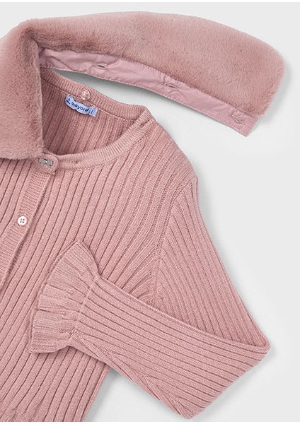 Pembe Kız Çocuk Kürk Yakalı Hırka 4311 modelleri