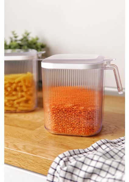 Kulplu Kapaklı Erzak Saklama Kabı 2,5 Lt - Hava Geçirmez Kapaklı Saklama Kabı, Şeffaf Satıcının Ortalama Ürün Puanı 4.7