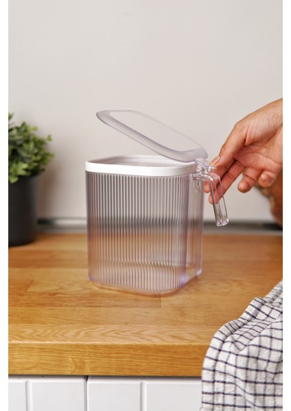 Kulplu Kapaklı Erzak Saklama Kabı 2,5 Lt - Hava Geçirmez Kapaklı Saklama Kabı, Şeffaf Satıcının Ortalama Ürün Puanı 4.7 fiyatları