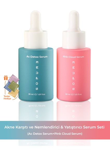 Akne Karşıtı ve Nemlendirici&yatıştırıcı Serum Seti (Ac Detox Serum+Pink Cloud Serum) (1618)