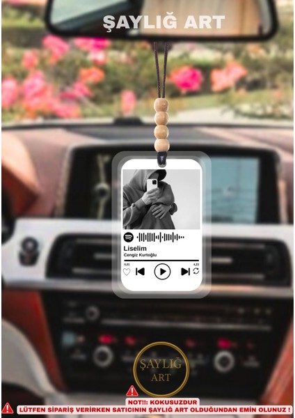Kişiye Özel Spotify Qr Kodlu Araç Ayna Süsü , Aksesuar - Yazı /isim Eklenebilir | Fotoğraf Hediyeli