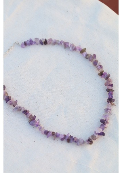 Ametist Kırık Taş Tam Döngü Kolye