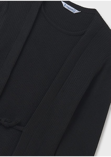 Siyah Kız Çocuk Nervürlü Hırka 7033 modelleri