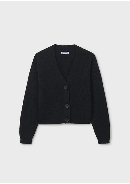 Siyah Kız Çocuk Düğmeli Hırka 7317