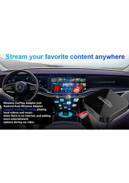 Arabalar Için Video Kutusu Netflix, Youtube, Carplay ve Android Auto Tak ve Çalıştır